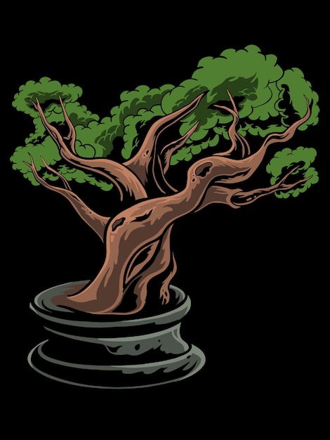 Design dell'immagine bonsai con un vaso semplice con una silhouette leggera