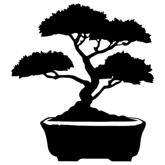 Vector bonsai japanse bomen gekweekt in containers vector illustratie