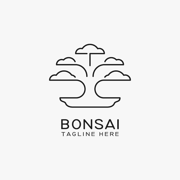Bonsai line art logo design