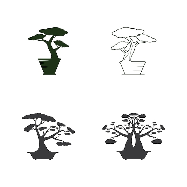 Bonsai logo design japanese mini small plant tree silhouette logo design