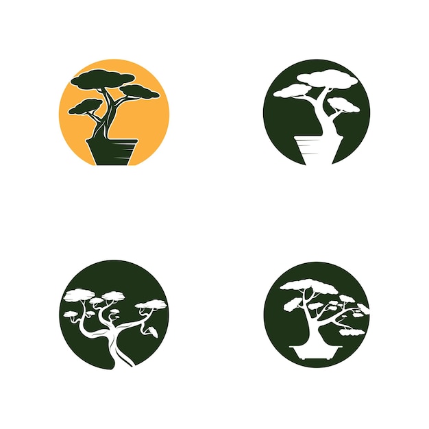 Design del logo bonsai design del logo giapponese mini small plant tree silhouette