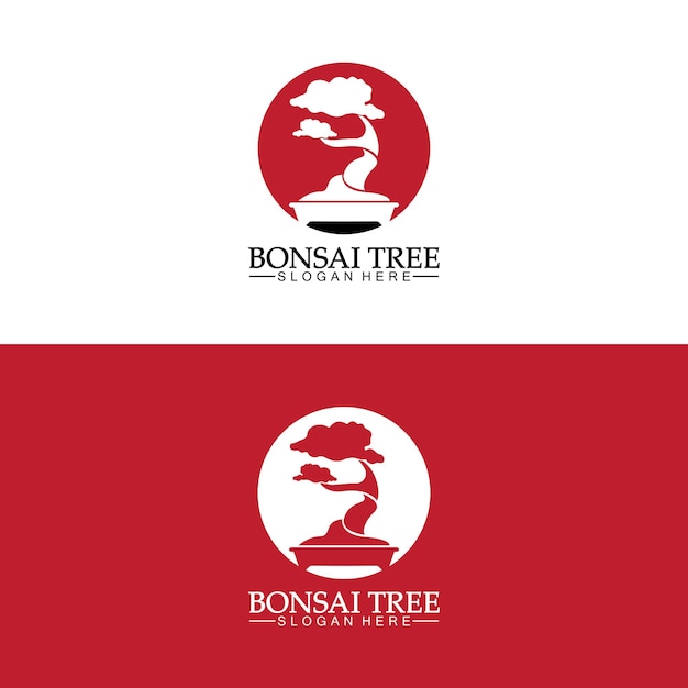 Bonsai logo design silhouette icona vettore