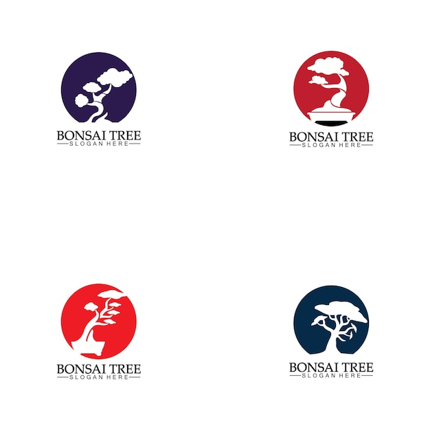 Bonsai logo design silhouette icona vettore