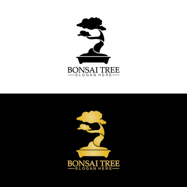 bonsai logo ontwerp silhouet pictogram vector