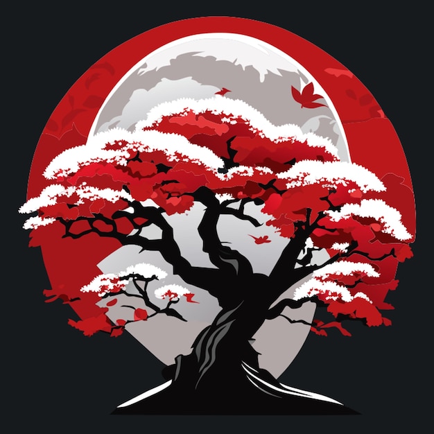 bonsai sakura vector illustration