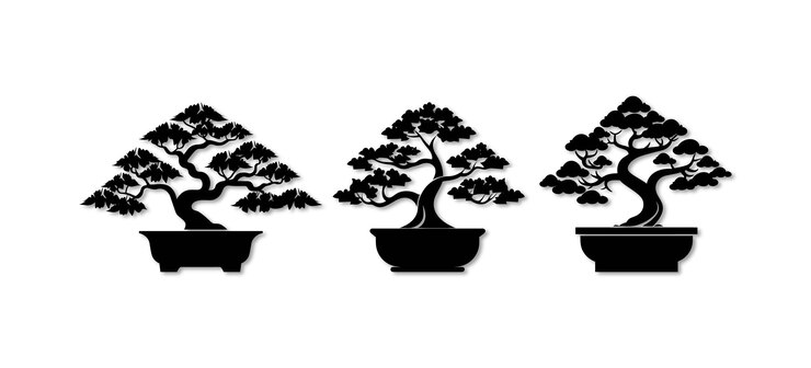 Vector bonsai tree line art vector
