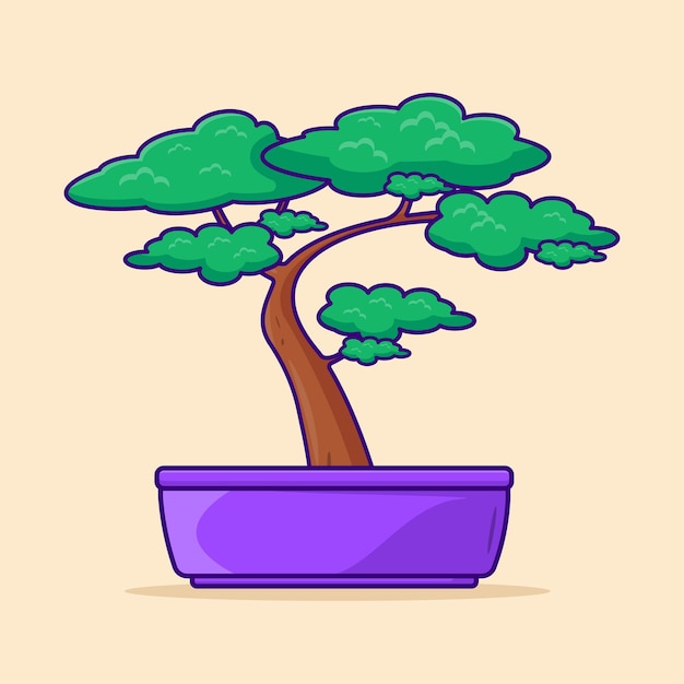 Bonsai tree in pot Vector Flat Icon Flat Design