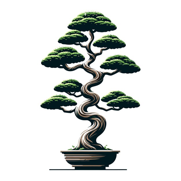 Vettore illustrazione vettoriale dell'albero bonsai estetica della cultura tradizionale giapponese e cinese