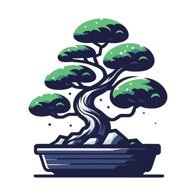 Bonsai tree vector illustration Aesthetic Japanese and Chinese traditional culture
