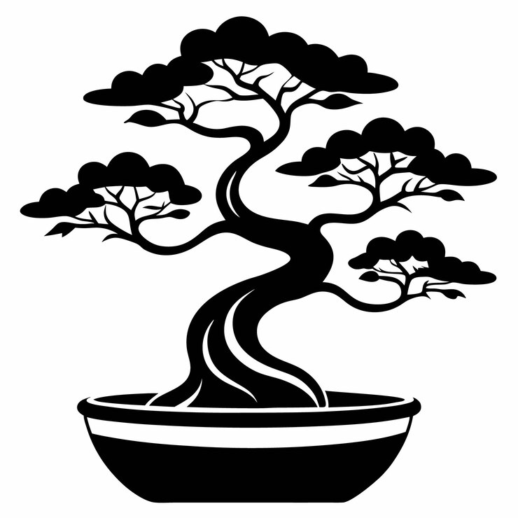 Vector bonsai vector silhouette