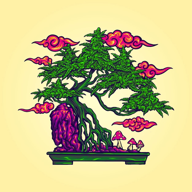 Bonsai weed иллюстрация для вашего рабочего логотипа, талисман, товары, наклейки на футболку