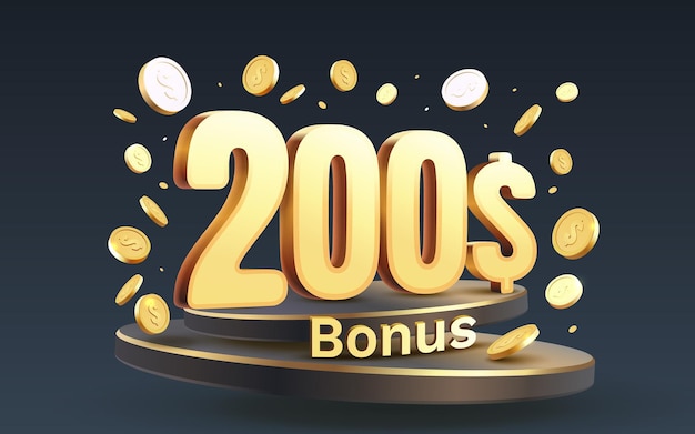Buono speciale coupon bonus da 200 dollari e monete controlla l'offerta speciale del banner vettore