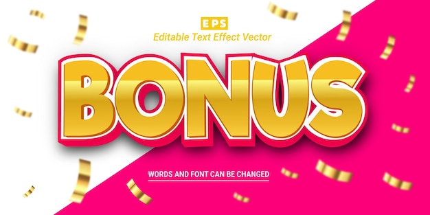 Bonus 3d editable text effect vector with background