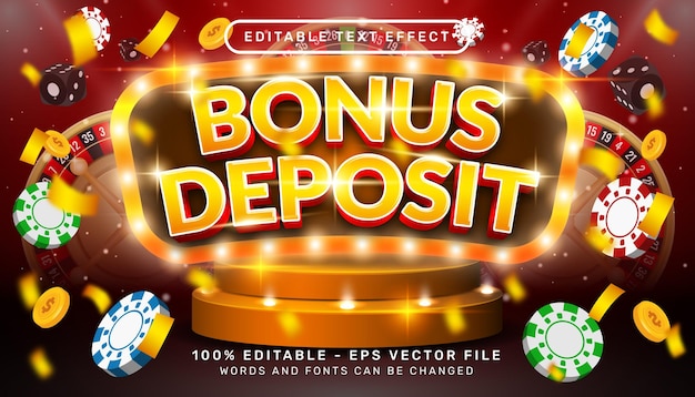 bonus deposit 3d text effect and editable text effect