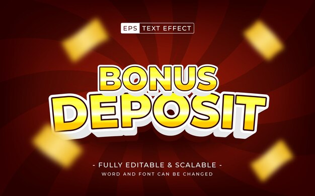 Vettore bonus di deposito del gioco effetto di testo modificabile