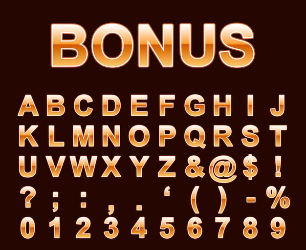 Vector bonus gouden alfabet. vectorlettertype.