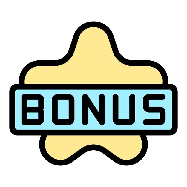 Bonus market star icon outline vector customer program happy discount color flat