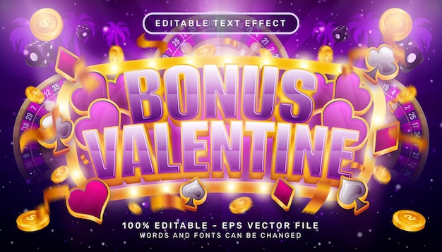 bonus valentine 3d text effect and editable text effect