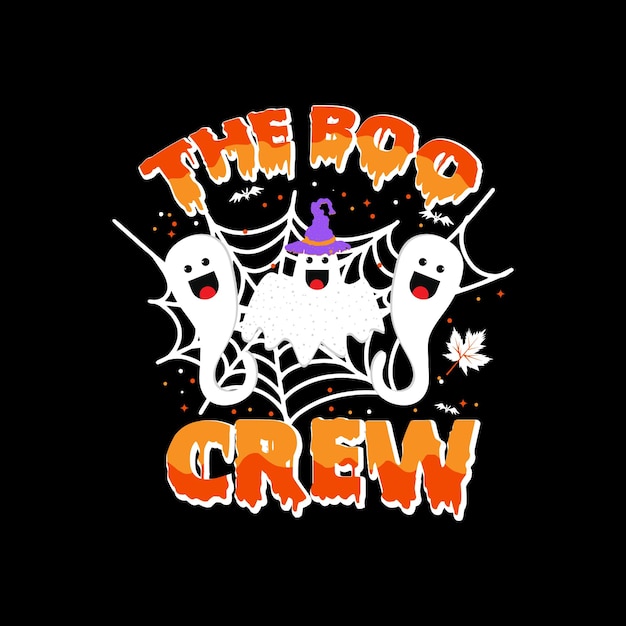 Vettore the boo crew, halloween t-shirt design vector