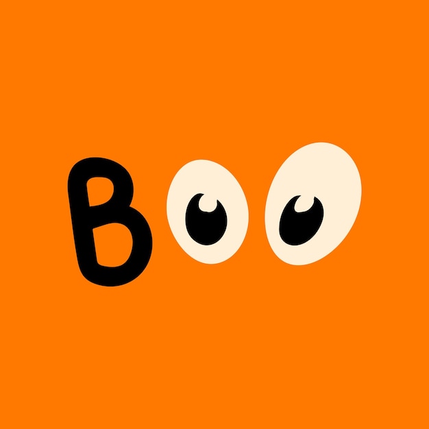 Boo halloween-illustratie met ogen op oranje kleurenachtergrond