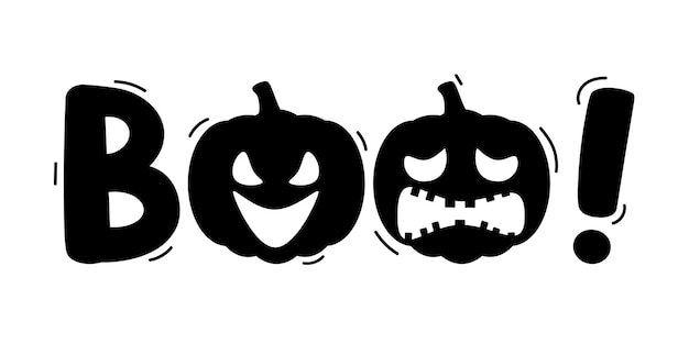 Boo Halloween pompoen zin geïsoleerd op witte achtergrond Boo zin met enge pompoenen
