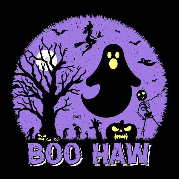 Boo Haw Halloween TShirt Design Vector Graphic SVG