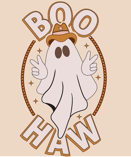 Vettore disegno della maglietta di halloween di boo haw