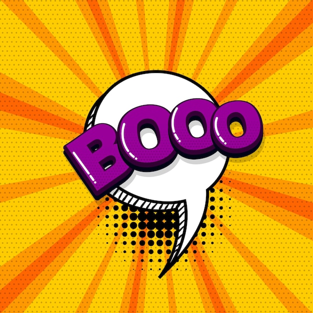 Boo spavento halloween suono fumetti effetti di testo modello fumetti fumetti mezzitoni pop art