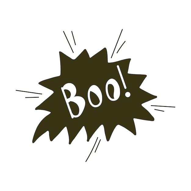 Boo text on speech bubble halloween word doodle simple icon isolated on white background Vector