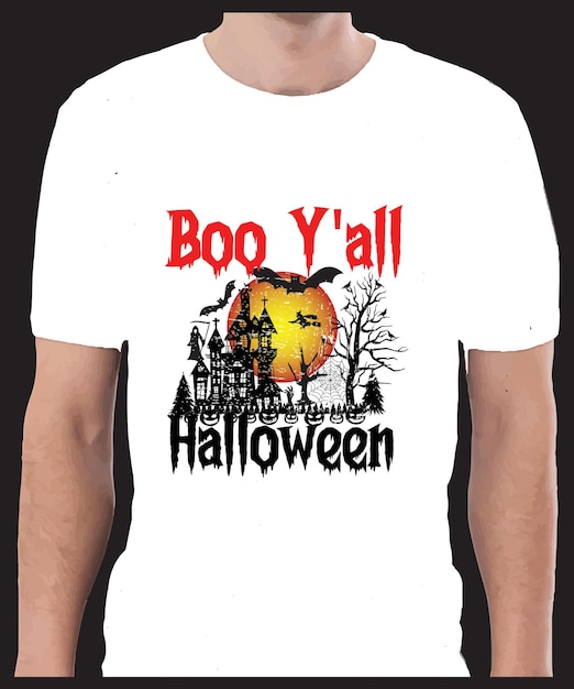 Vettore design della maglietta boo yall felice di halloween