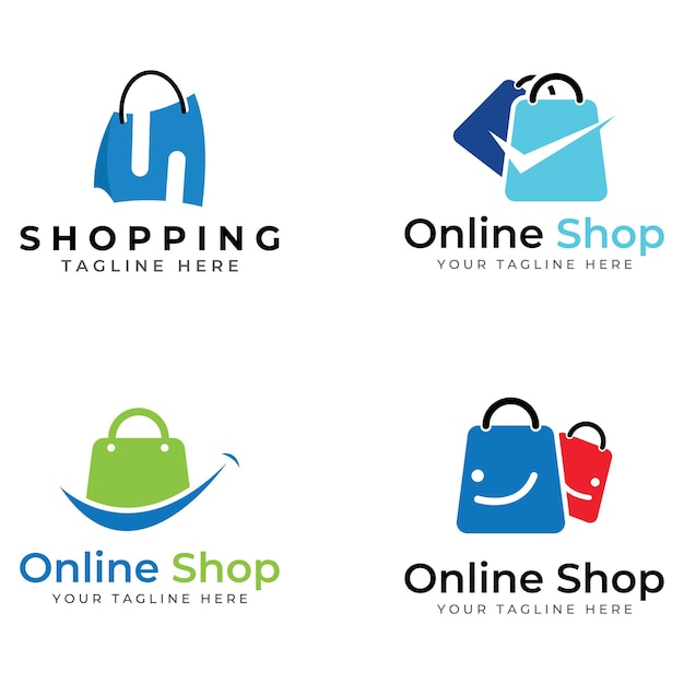 Boodschappentas en online winkelwagenlogoLogo geschikt voor salediscountshopMet bewerking van vectorillustraties