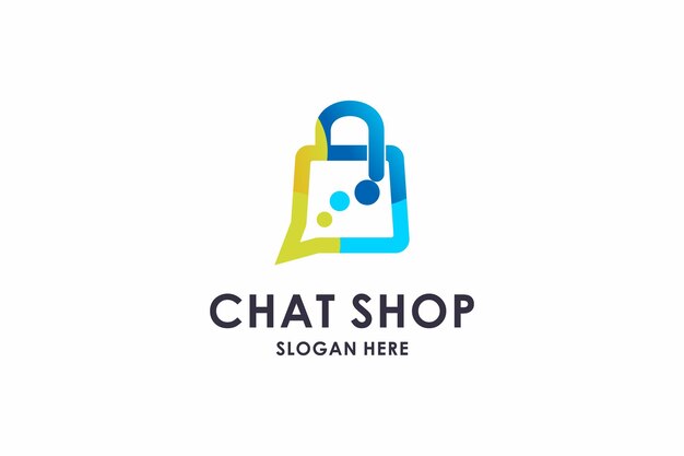 Boodschappentas logo, chat tas kleurrijk logo