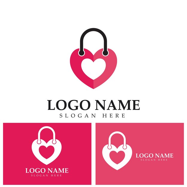 Boodschappentas logo liefde vector logo