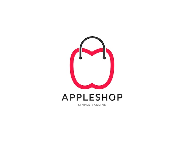 Boodschappentas logo met appel fruit illustratie