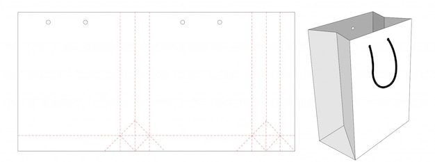 Boodschappentas verpakking gestanst sjabloonontwerp