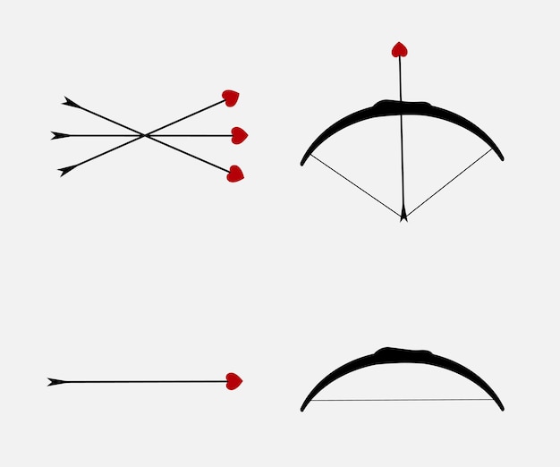 Vector boog en pijlen van liefde vectorset
