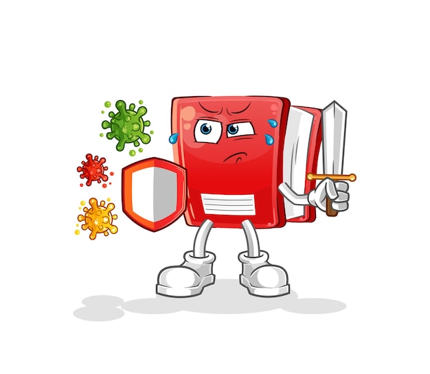 Vector book against viruses cartoon cartoon mascot vector