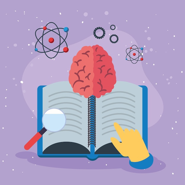 Vector book brain and education icons