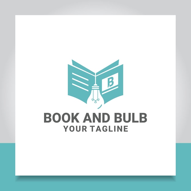 Book bulb logo design light paper library