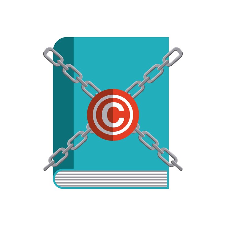 Vector book and c icon. copyright design. vector graphic