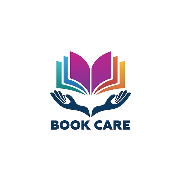 Book care logo template design vector, emblem, design concept, creative symbol, icon