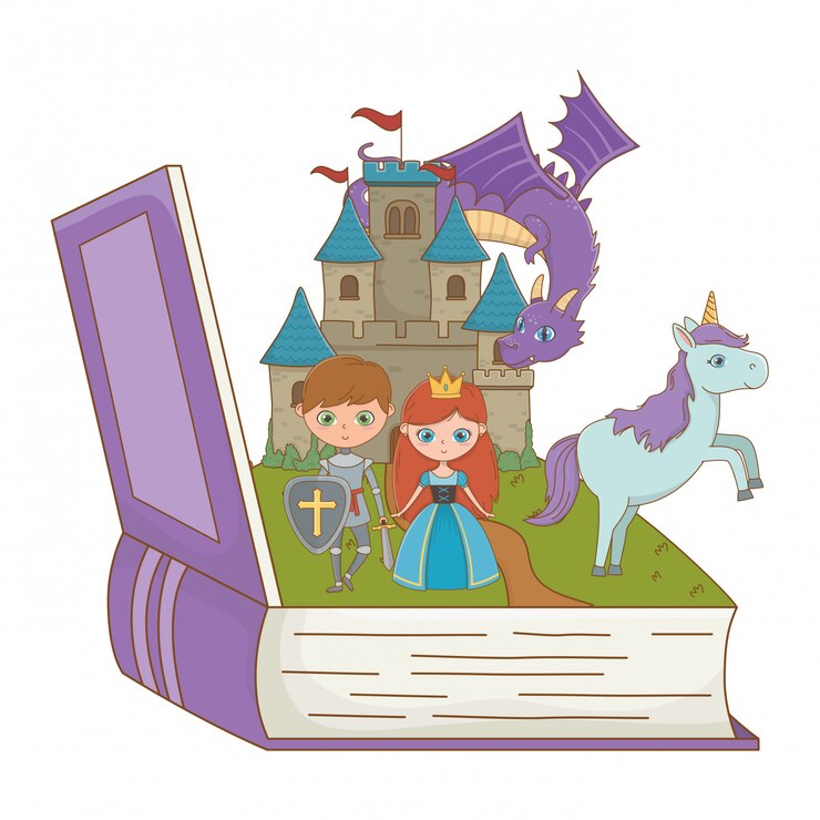 Vector book and character of fairytale design vector illustration