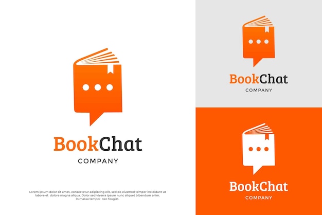 Книжный шаблон векторного логотипа чата. в этом дизайне используется символ разговора. подходит для образования.