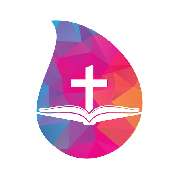 Book church drop shape concept logo design icon Bible Church logo design vector