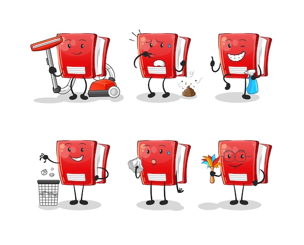 本の掃除グループのキャラクター。漫画のマスコットベクトル