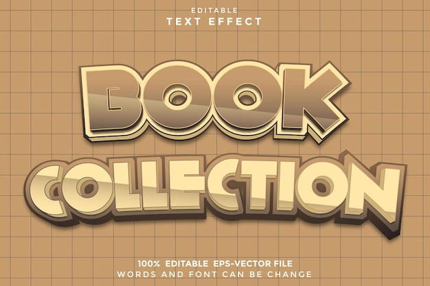 Книжная коллекция Редактируемый текстовый эффект 3D мультфильмный стиль