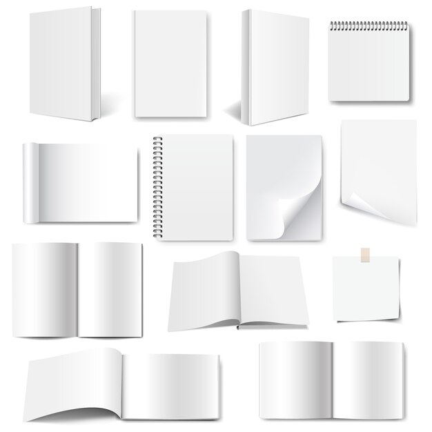 White Blank Hole Punched Paper Block For 3 Ring Binder Vector