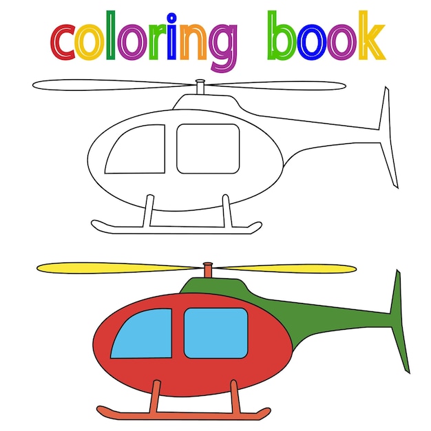 Book coloring book for children helicopter