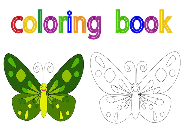 Book coloring butterfly character vector isolated