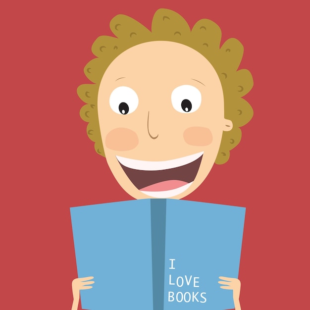 book concept world book day boy reading a book vector illustration